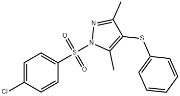 1-[(4-chlorophenyl)sulfonyl]-3,5-dimethyl-1H-pyrazol-4-yl phenyl sulfide Struktur