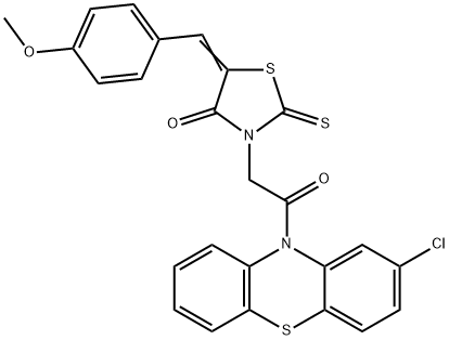 3-[2-(2-chloro-10H-phenothiazin-10-yl)-2-oxoethyl]-5-(4-methoxybenzylidene)-2-thioxo-1,3-thiazolidin-4-one Struktur