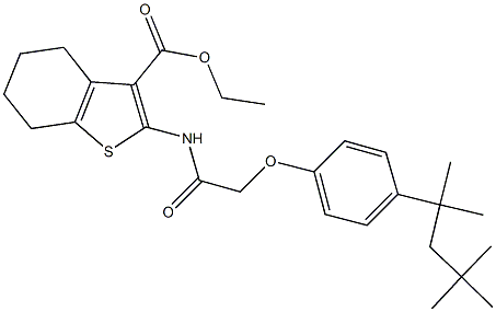 ethyl 2-({[4-(1,1,3,3-tetramethylbutyl)phenoxy]acetyl}amino)-4,5,6,7-tetrahydro-1-benzothiophene-3-carboxylate Struktur