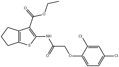 ethyl 2-{[(2,4-dichlorophenoxy)acetyl]amino}-5,6-dihydro-4H-cyclopenta[b]thiophene-3-carboxylate Struktur