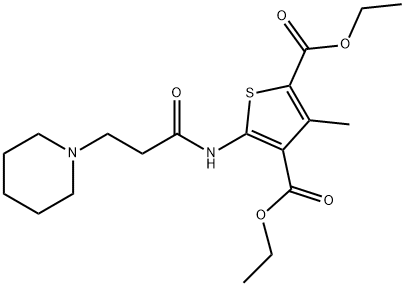 diethyl 3-methyl-5-{[3-(1-piperidinyl)propanoyl]amino}-2,4-thiophenedicarboxylate Struktur