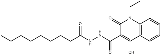 1-ethyl-4-hydroxy-N'-nonanoyl-2-oxo-1,2-dihydro-3-quinolinecarbohydrazide Struktur