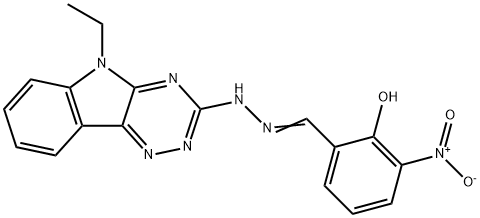 2-hydroxy-3-nitrobenzaldehyde (5-ethyl-5H-[1,2,4]triazino[5,6-b]indol-3-yl)hydrazone Struktur