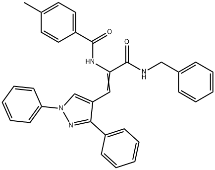 N-[1-[(benzylamino)carbonyl]-2-(1,3-diphenyl-1H-pyrazol-4-yl)vinyl]-4-methylbenzamide Struktur