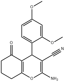 2-amino-4-(2,4-dimethoxyphenyl)-5-oxo-5,6,7,8-tetrahydro-4H-chromene-3-carbonitrile Struktur