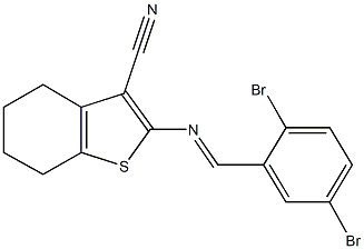 2-[(2,5-dibromobenzylidene)amino]-4,5,6,7-tetrahydro-1-benzothiophene-3-carbonitrile Struktur