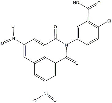 5-(5,8-dinitro-1,3-dioxo-1H-benzo[de]isoquinolin-2(3H)-yl)-2-chlorobenzoic acid Struktur