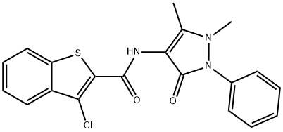 3-chloro-N-(1,5-dimethyl-3-oxo-2-phenyl-2,3-dihydro-1H-pyrazol-4-yl)-1-benzothiophene-2-carboxamide Struktur