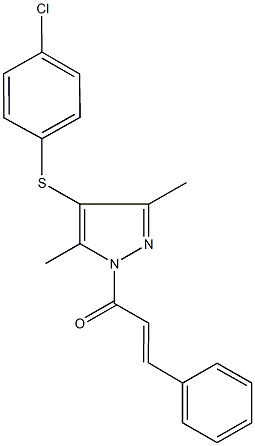 4-[(4-chlorophenyl)sulfanyl]-1-cinnamoyl-3,5-dimethyl-1H-pyrazole Struktur