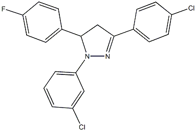 1-(3-chlorophenyl)-3-(4-chlorophenyl)-5-(4-fluorophenyl)-4,5-dihydro-1H-pyrazole Struktur