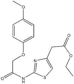 ethyl (2-{[(4-methoxyphenoxy)acetyl]amino}-1,3-thiazol-4-yl)acetate Struktur