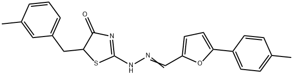 5-(4-methylphenyl)-2-furaldehyde [5-(3-methylbenzyl)-4-oxo-1,3-thiazolidin-2-ylidene]hydrazone Struktur