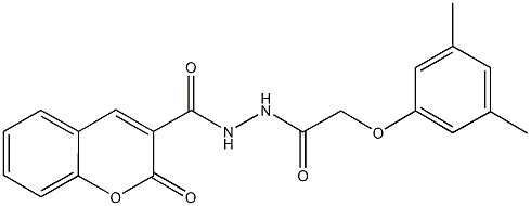 N'-[(3,5-dimethylphenoxy)acetyl]-2-oxo-2H-chromene-3-carbohydrazide Struktur