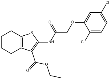 ethyl 2-{[(2,5-dichlorophenoxy)acetyl]amino}-4,5,6,7-tetrahydro-1-benzothiophene-3-carboxylate Struktur