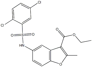 ethyl 5-{[(2,5-dichlorophenyl)sulfonyl]amino}-2-methyl-1-benzofuran-3-carboxylate Struktur