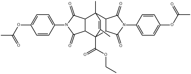 ethyl 4,10-bis[4-(acetyloxy)phenyl]-7,13-dimethyl-3,5,9,11-tetraoxo-4,10-diazatetracyclo[5.5.2.0~2,6~.0~8,12~]tetradec-13-ene-1-carboxylate Struktur