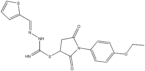 1-(4-ethoxyphenyl)-2,5-dioxo-3-pyrrolidinyl 2-(2-thienylmethylene)hydrazinecarbimidothioate Struktur