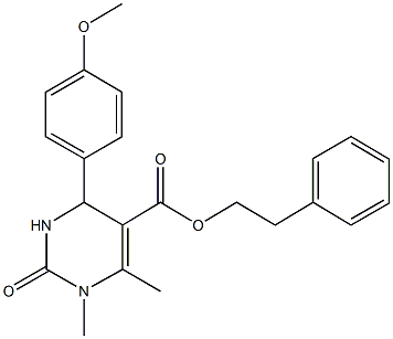 2-phenylethyl 4-(4-methoxyphenyl)-1,6-dimethyl-2-oxo-1,2,3,4-tetrahydro-5-pyrimidinecarboxylate Struktur