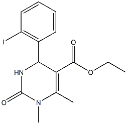 ethyl 4-(2-iodophenyl)-1,6-dimethyl-2-oxo-1,2,3,4-tetrahydro-5-pyrimidinecarboxylate Struktur