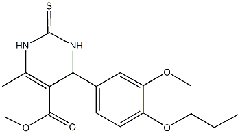 methyl 4-(3-methoxy-4-propoxyphenyl)-6-methyl-2-thioxo-1,2,3,4-tetrahydro-5-pyrimidinecarboxylate Struktur