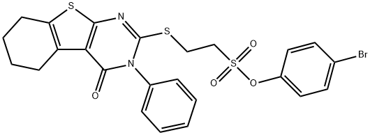 4-bromophenyl 2-[(4-oxo-3-phenyl-3,4,5,6,7,8-hexahydro[1]benzothieno[2,3-d]pyrimidin-2-yl)sulfanyl]ethanesulfonate Struktur