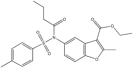 ethyl 5-{butyryl[(4-methylphenyl)sulfonyl]amino}-2-methyl-1-benzofuran-3-carboxylate Struktur