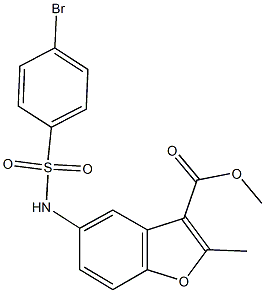 methyl 5-{[(4-bromophenyl)sulfonyl]amino}-2-methyl-1-benzofuran-3-carboxylate Struktur