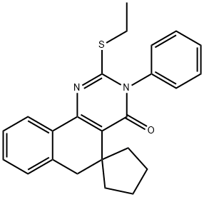 2-(ethylsulfanyl)-4-oxo-3-phenyl-3,4,5,6-tetrahydrobenzo[h]quinazoline-5-spiro-1'-cyclopentane Struktur