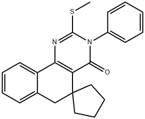 2-(methylsulfanyl)-3-phenyl-5,6-dihydro-4(3H)-oxospiro(benzo[h]quinazoline-5,1'-cyclopentane) Struktur