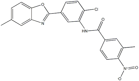 N-[2-chloro-5-(5-methyl-1,3-benzoxazol-2-yl)phenyl]-4-nitro-3-methylbenzamide Struktur