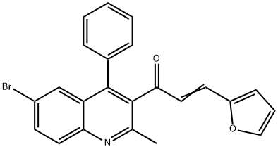 1-(6-bromo-2-methyl-4-phenyl-3-quinolinyl)-3-(2-furyl)-2-propen-1-one Struktur