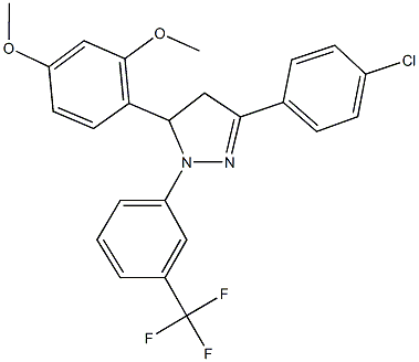 3-(4-chlorophenyl)-5-(2,4-dimethoxyphenyl)-1-[3-(trifluoromethyl)phenyl]-4,5-dihydro-1H-pyrazole Struktur