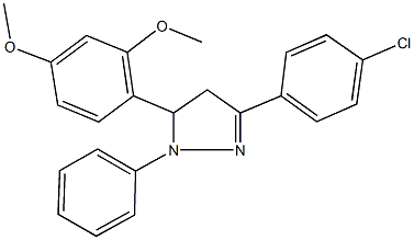 3-(4-chlorophenyl)-5-(2,4-dimethoxyphenyl)-1-phenyl-4,5-dihydro-1H-pyrazole Struktur