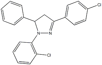 1-(2-chlorophenyl)-3-(4-chlorophenyl)-5-phenyl-4,5-dihydro-1H-pyrazole Struktur