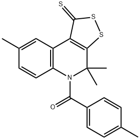 4,4,8-trimethyl-5-(4-methylbenzoyl)-4,5-dihydro-1H-[1,2]dithiolo[3,4-c]quinoline-1-thione Struktur