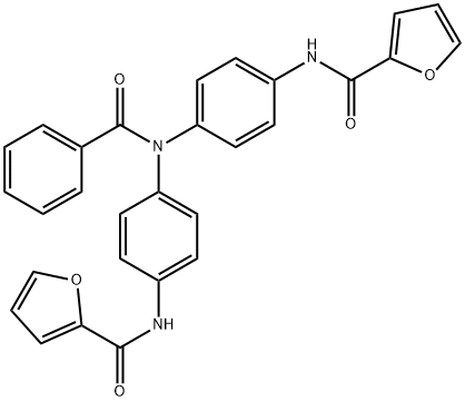 N-{4-[benzoyl-4-(2-furoylamino)anilino]phenyl}-2-furamide Struktur