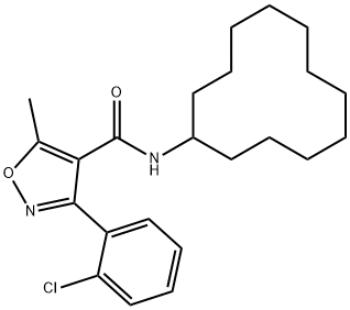 3-(2-chlorophenyl)-N-cyclododecyl-5-methyl-4-isoxazolecarboxamide Struktur