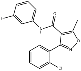 3-(2-chlorophenyl)-N-(3-fluorophenyl)-5-methyl-4-isoxazolecarboxamide Struktur