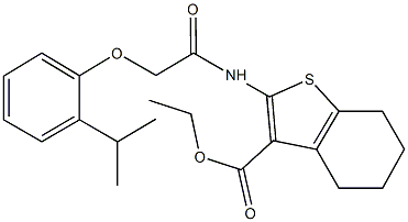 ethyl 2-{[(2-isopropylphenoxy)acetyl]amino}-4,5,6,7-tetrahydro-1-benzothiophene-3-carboxylate Struktur