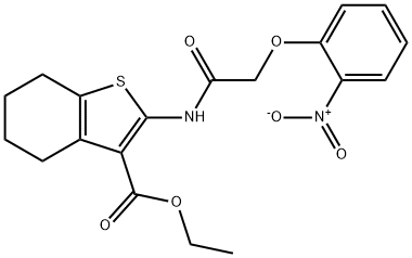 ethyl 2-[({2-nitrophenoxy}acetyl)amino]-4,5,6,7-tetrahydro-1-benzothiophene-3-carboxylate Struktur