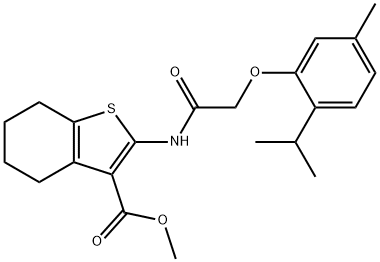 methyl 2-{[(2-isopropyl-5-methylphenoxy)acetyl]amino}-4,5,6,7-tetrahydro-1-benzothiophene-3-carboxylate Struktur