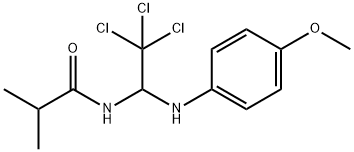 2-methyl-N-[2,2,2-trichloro-1-(4-methoxyanilino)ethyl]propanamide Struktur