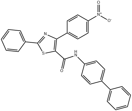 N-[1,1'-biphenyl]-4-yl-4-{4-nitrophenyl}-2-phenyl-1,3-thiazole-5-carboxamide Struktur