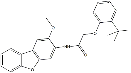 2-(2-tert-butylphenoxy)-N-(2-methoxydibenzo[b,d]furan-3-yl)acetamide Struktur