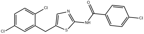 4-chloro-N-{5-[(2,5-dichlorophenyl)methyl]-1,3-thiazol-2-yl}benzamide Struktur