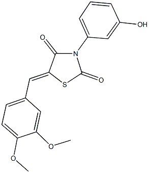 5-(3,4-dimethoxybenzylidene)-3-(3-hydroxyphenyl)-1,3-thiazolidine-2,4-dione Struktur