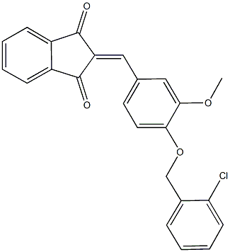 2-{4-[(2-chlorobenzyl)oxy]-3-methoxybenzylidene}-1H-indene-1,3(2H)-dione Struktur