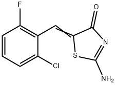 5-(2-chloro-6-fluorobenzylidene)-2-imino-1,3-thiazolidin-4-one Struktur