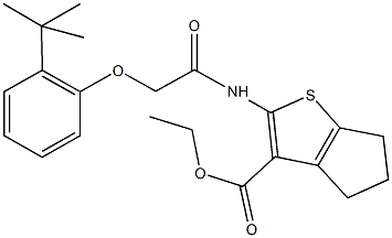 ethyl 2-{[(2-tert-butylphenoxy)acetyl]amino}-5,6-dihydro-4H-cyclopenta[b]thiophene-3-carboxylate Struktur