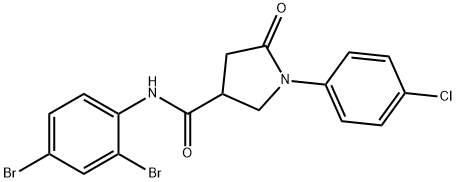 1-(4-chlorophenyl)-N-(2,4-dibromophenyl)-5-oxo-3-pyrrolidinecarboxamide Struktur